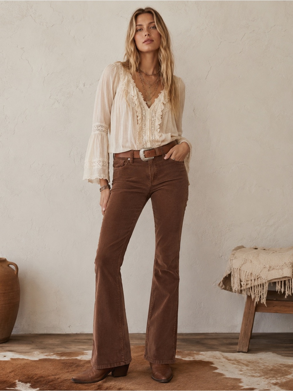 Lucky Brand Womens 6/28 Brown Corduroy Low Rise Bootcut Pants Y2K 29 Inseam
